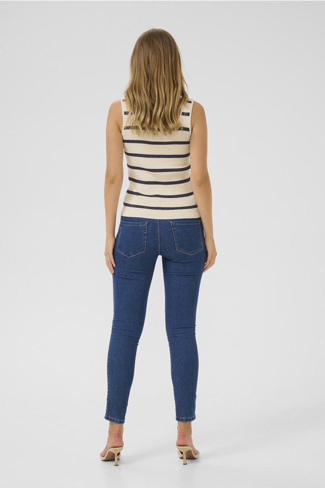 KAMORITA KNIT TOP 10509947 SILVER WHITE/BLUE STRIPE